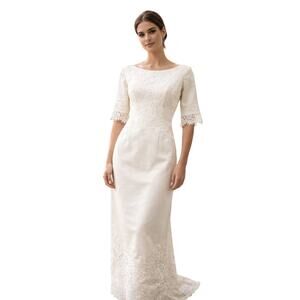 Vintage 1960s Bridal Portrait Wedding Dress Union Made, Vintage Size 10 (4-6)